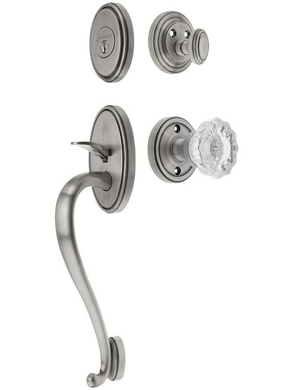 Georgetown Entry Handle Set in Antique Pewter Finish with Versailles Knob and